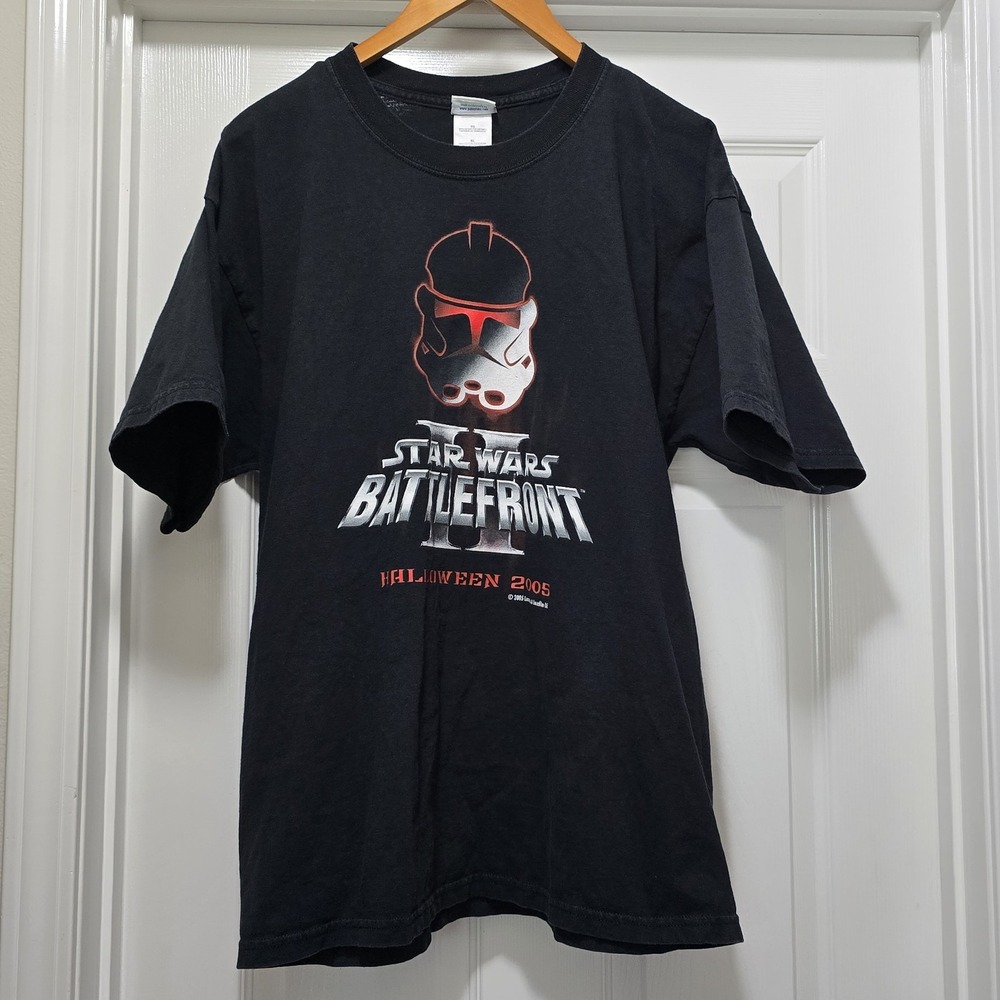VTG Star Wars Battlefront II 2 Black Shirt Promo Lucas Arts Halloween 2005 Sz XL